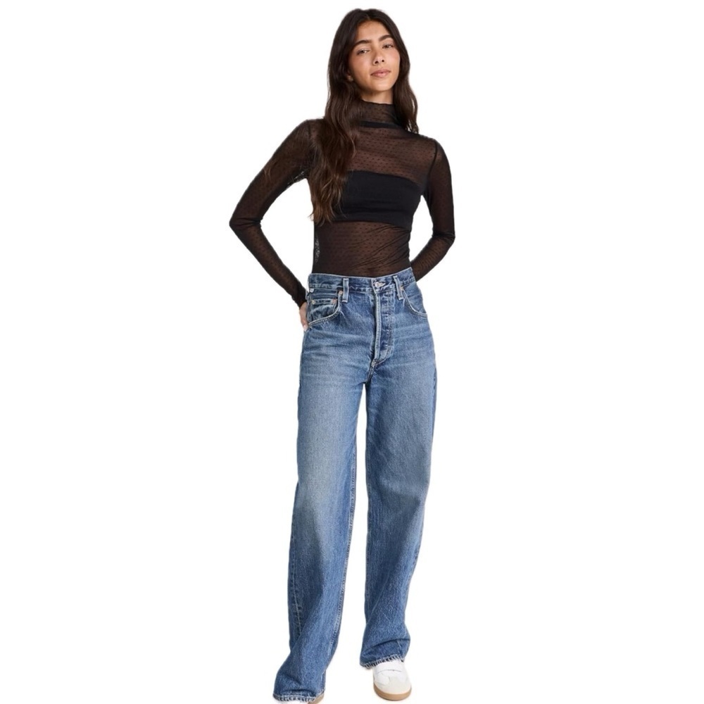 NWT Free People Black Mesh Layering Top XS